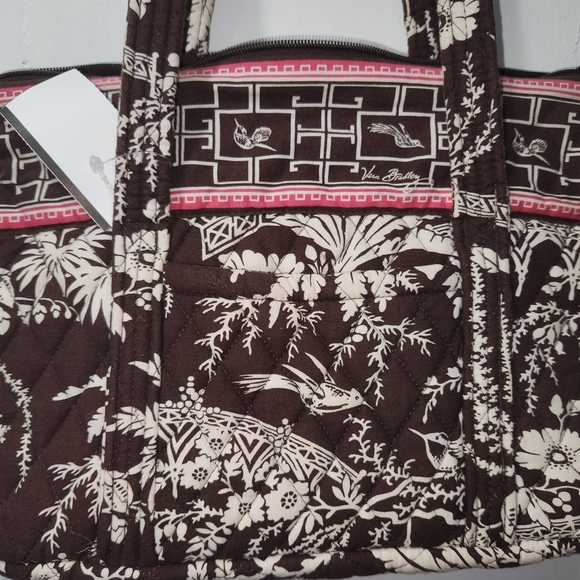 Vera Bradley Brown and Cream Floral Tote Bag - Picture 2 of 16